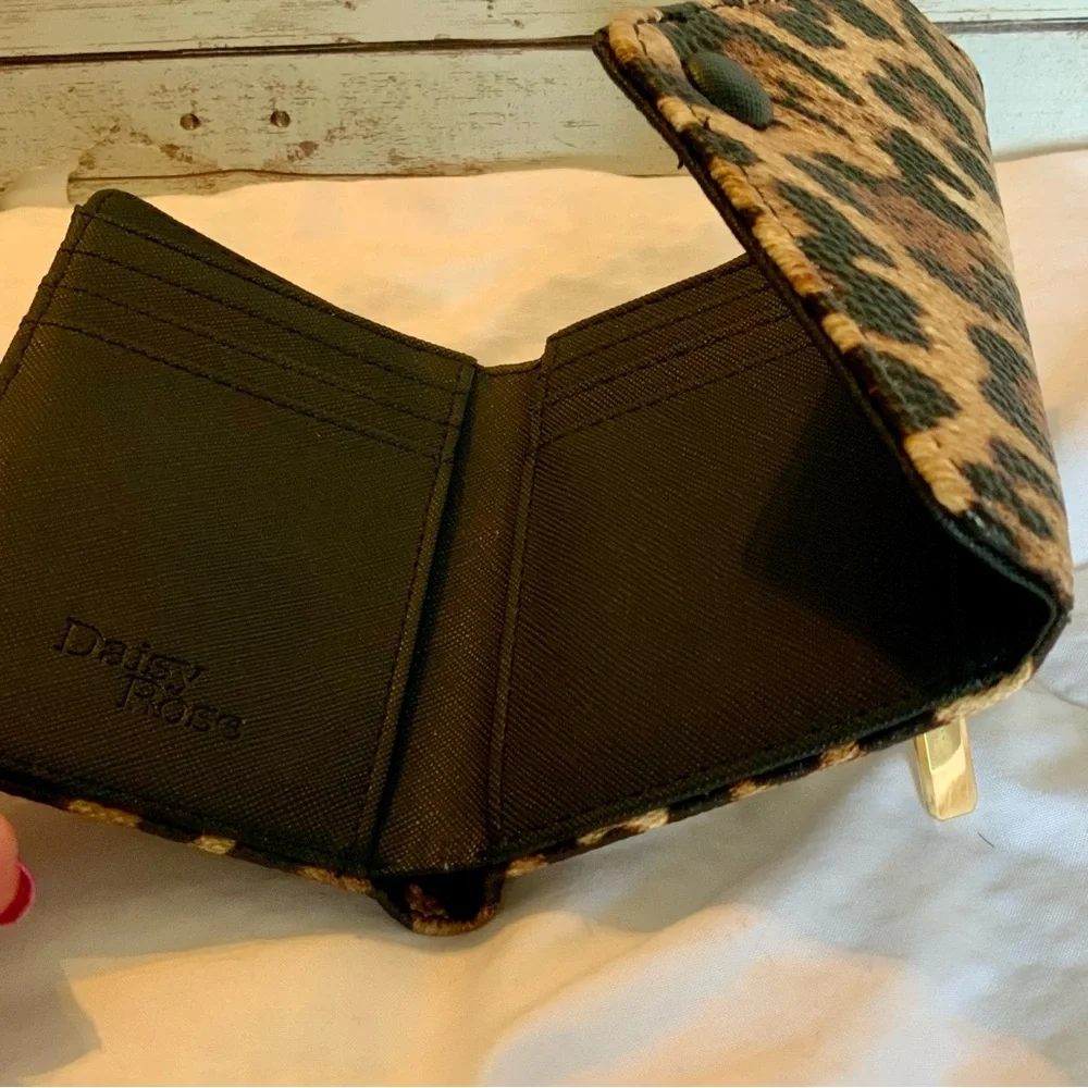 Leopard Print Fold-Over Wallet in Brown and Black - Picture 5 of 5